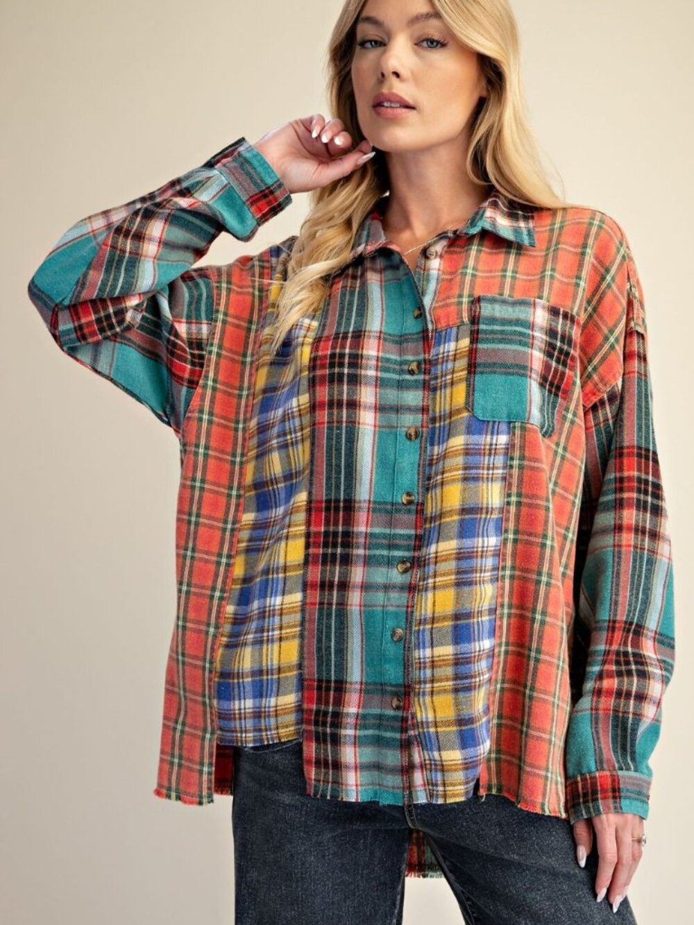 NWT Super Soft Easel Mixed Button Down Shirt - Picture 8 of 16